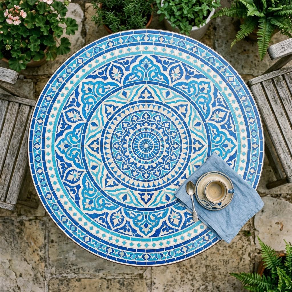 Round mosaic tables